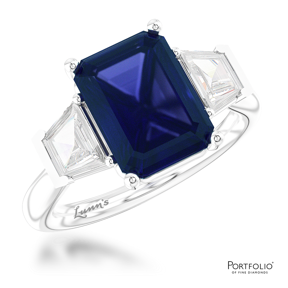 Three Stone 3.00ct Blue Sapphire Platinum Ring