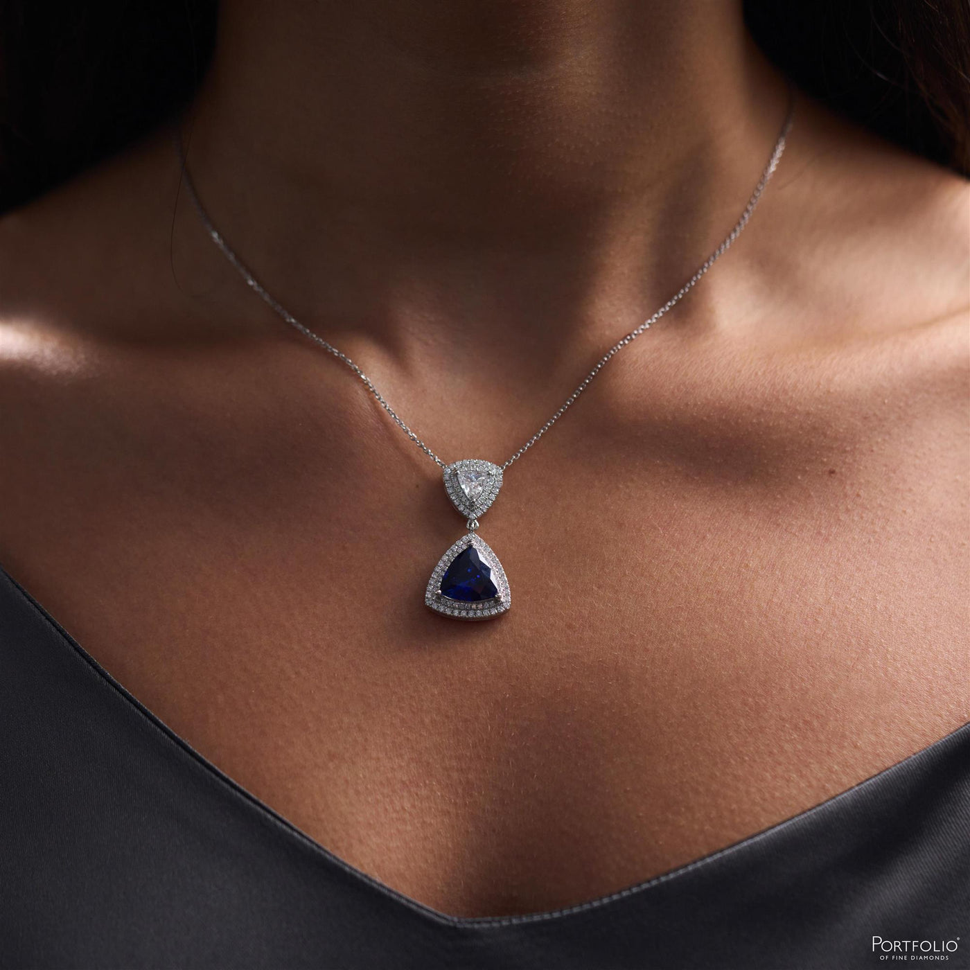 5.47ct D VVS2 Sapphire and Diamond Platinum Pendant