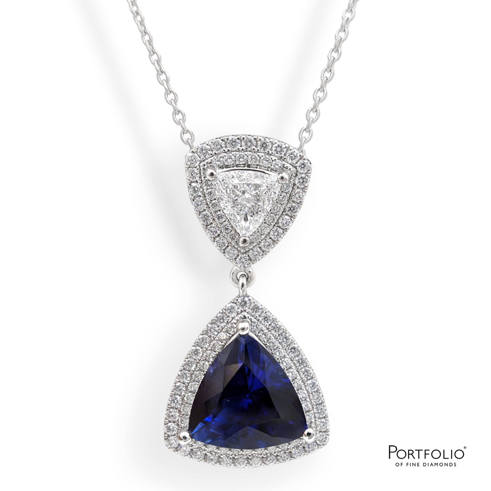 5.47ct D VVS2 Sapphire and Diamond Platinum Pendant