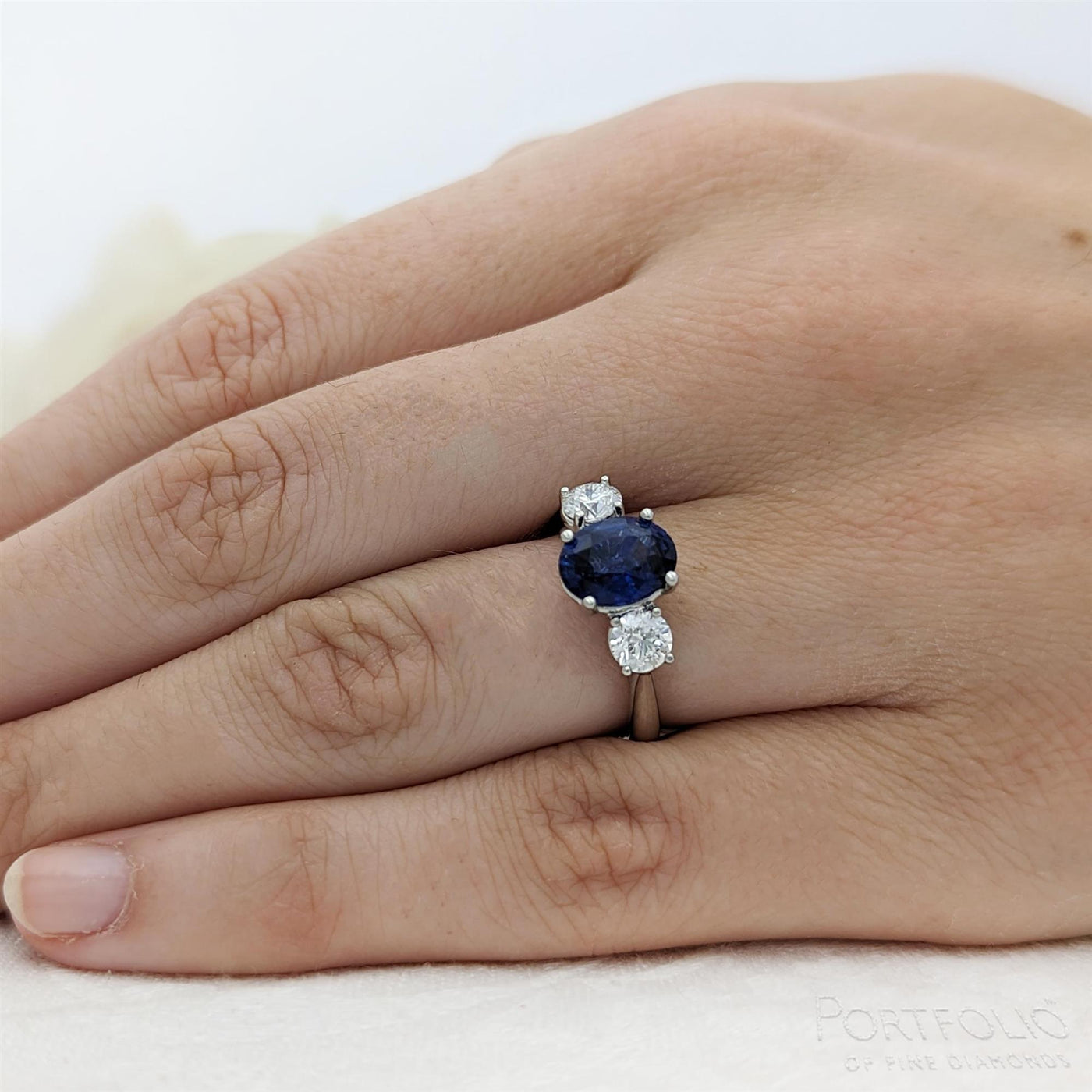 Three Stone 1.89ct Sapphire Platinum Ring