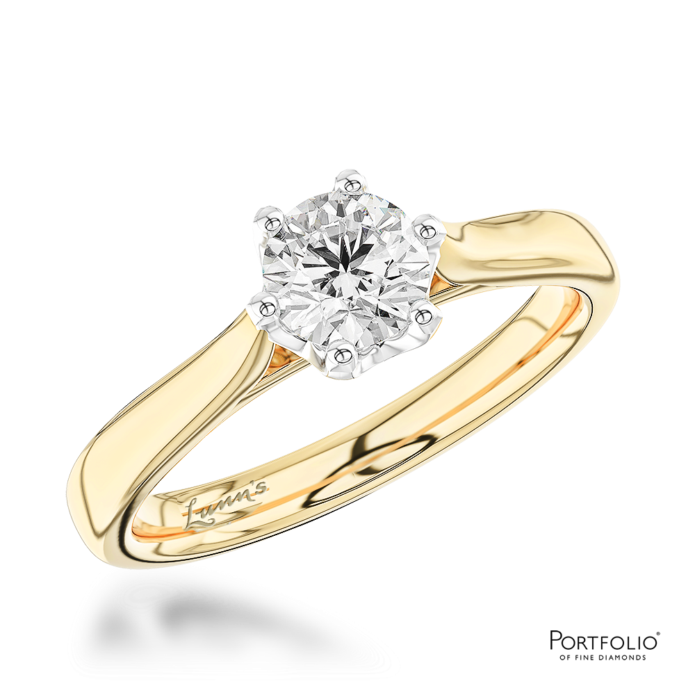 Solitaire 0.40ct E SI1 Diamond Platinum/Yellow Ring