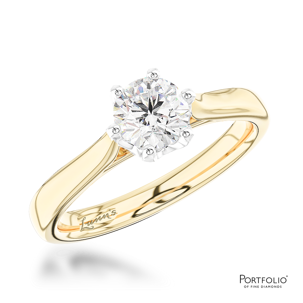 Solitaire 0.50ct F SI1 Diamond Platinum/Yellow Ring