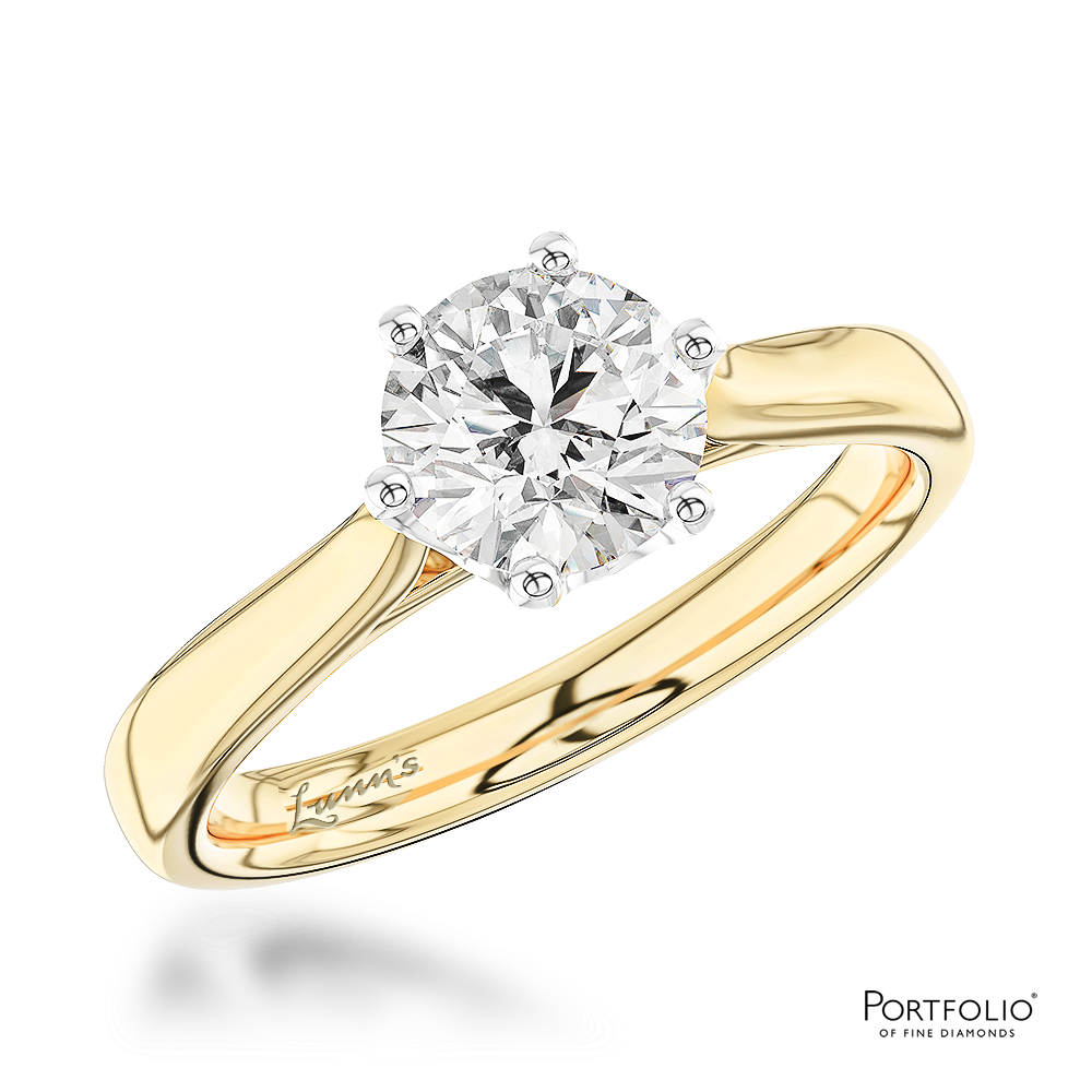 Solitaire 0.90ct E SI1 Diamond Platinum/Yellow Ring