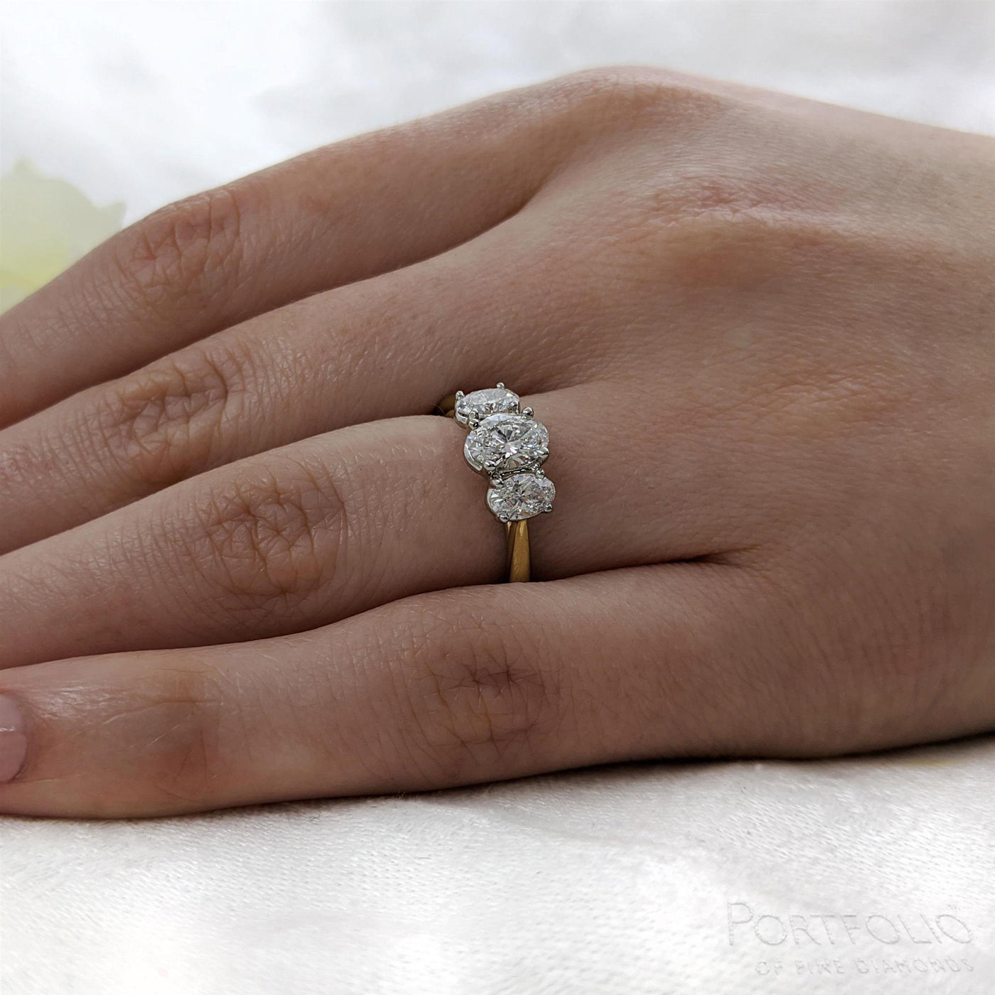 Three Stone 0.71ct D VS2 Diamond Yellow Gold/Platinum Ring