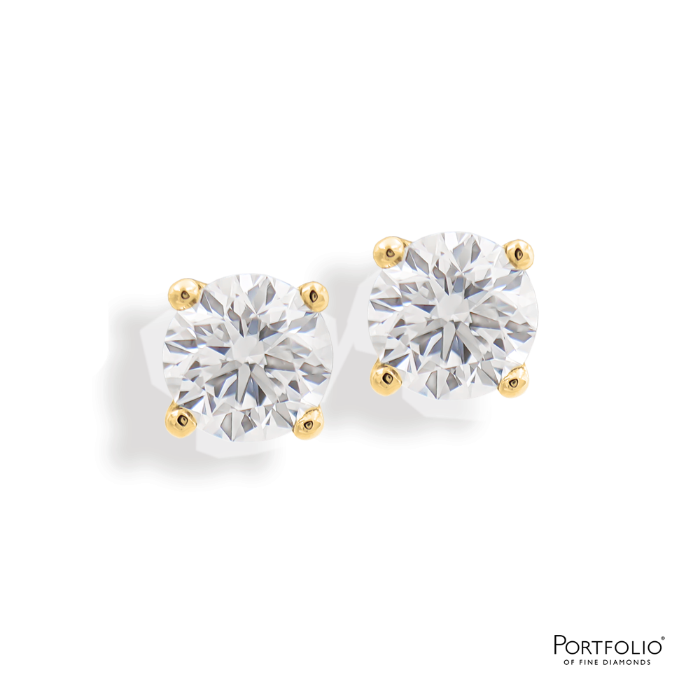 2.00ct F SI1 Diamond Yellow Gold Earrings