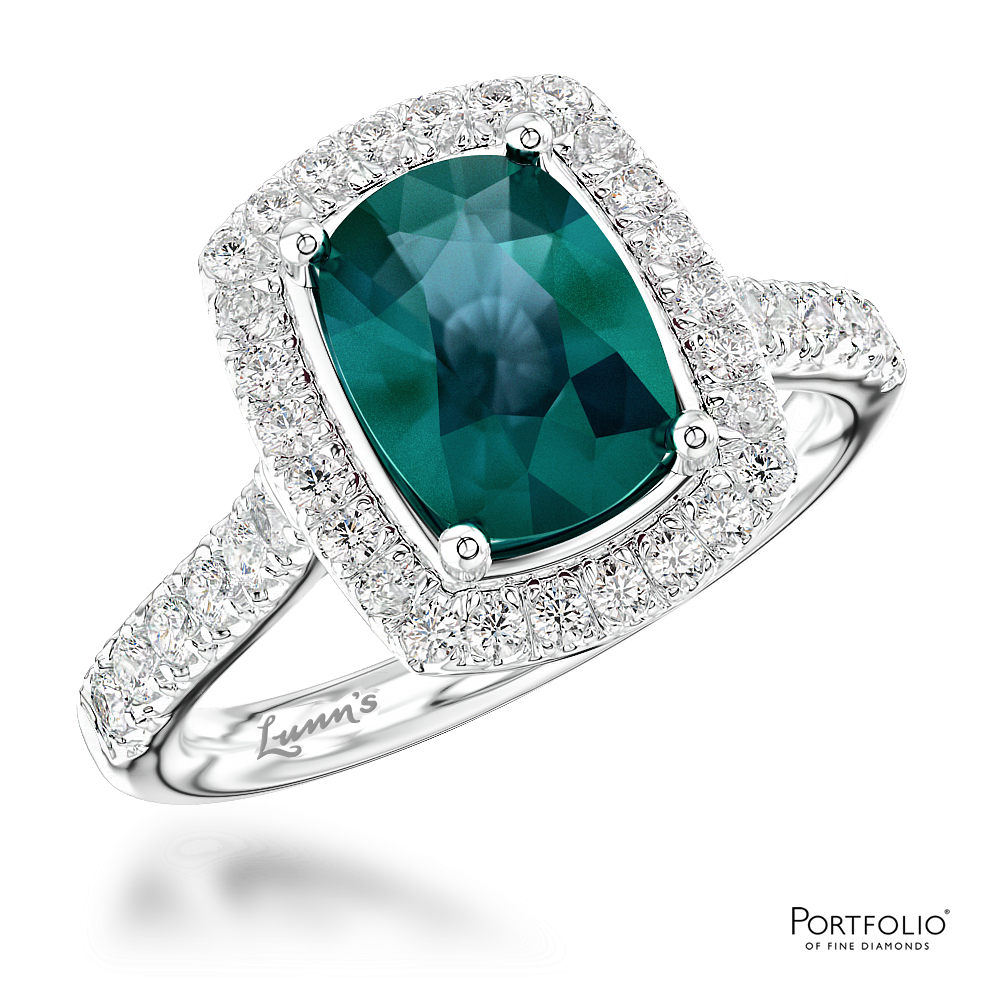 Cluster 1.36ct Teal Sapphire Platinum Ring