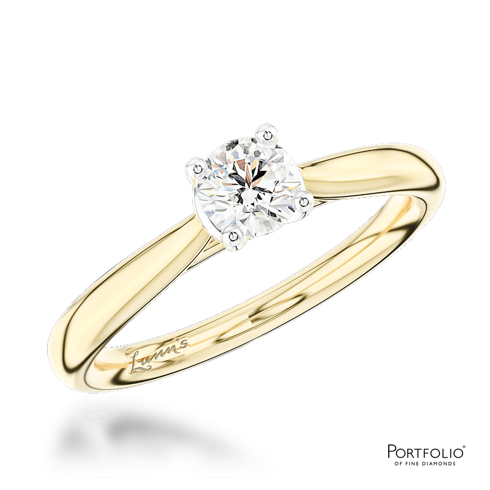 Solitaire 0.20ct F SI Diamond Yellow Gold/Platinum Ring