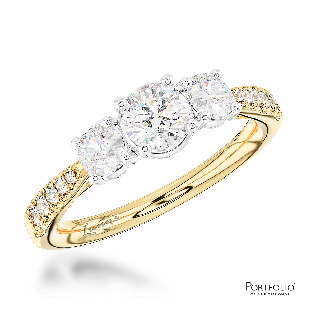 Petite Skye Classic Three Stone 0.20ct E SI Diamond Yellow Gold/Platinum Ring