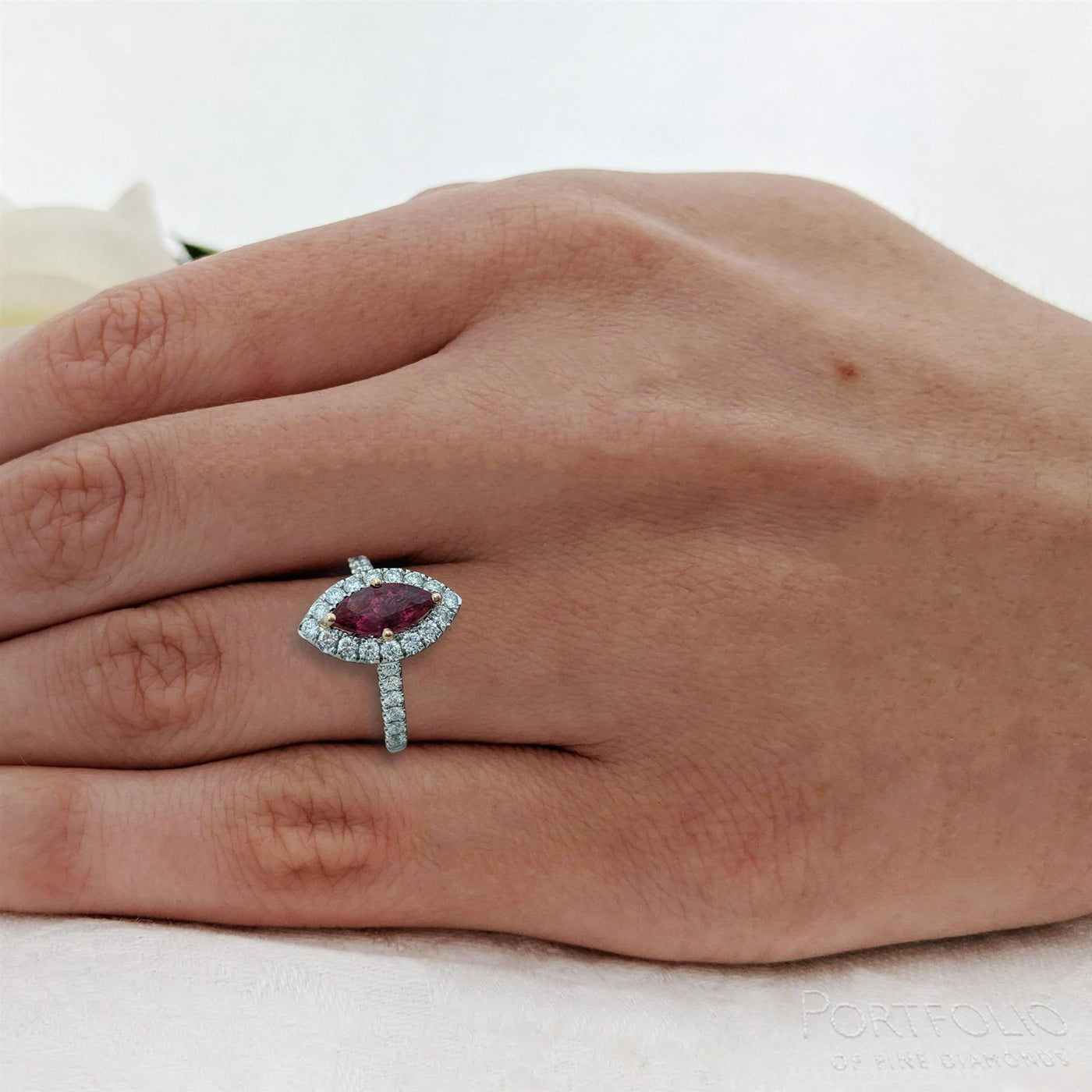 Cluster 1.02ct Ruby Platinum/Rose Gold Ring