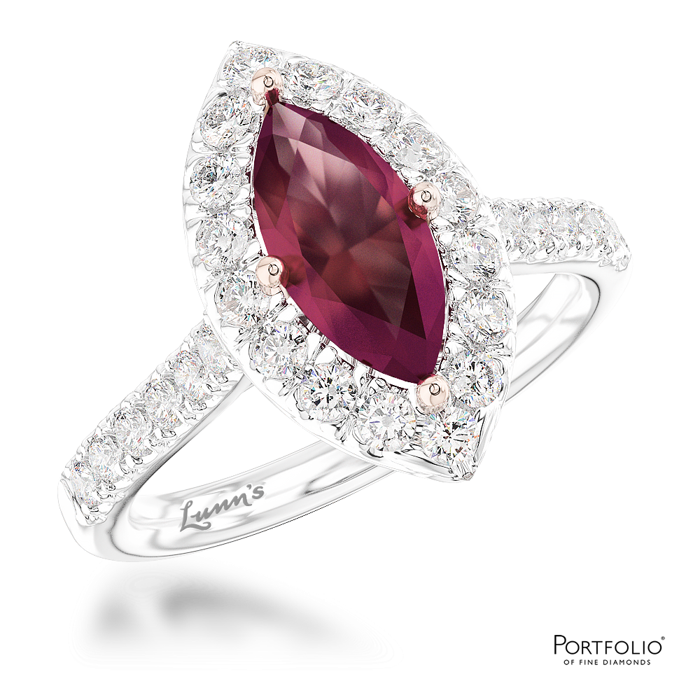 Cluster 1.02ct Ruby Platinum/Rose Gold Ring