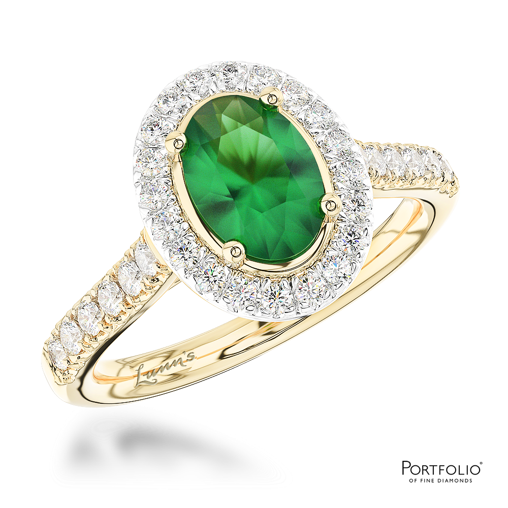 Cluster 0.66ct Emerald Yellow Gold/Platinum Ring