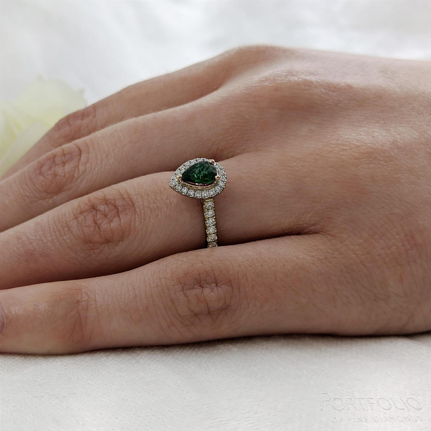 Cluster 0.53ct Emerald Yellow Gold/Platinum Ring