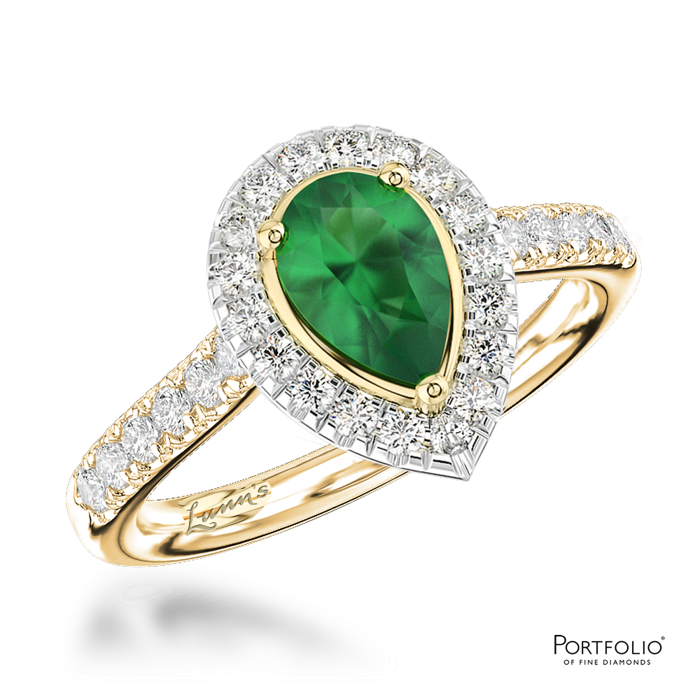 Cluster 0.53ct Emerald Yellow Gold/Platinum Ring
