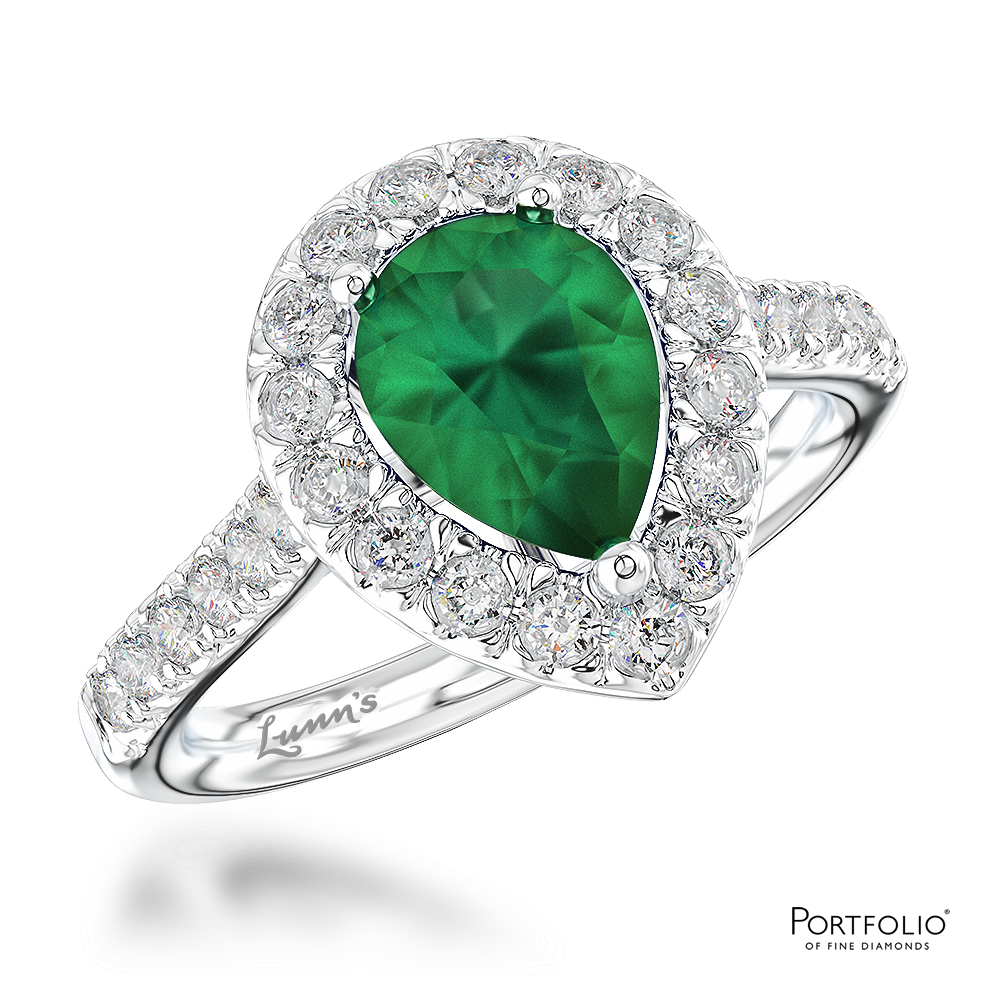 Cluster 0.55ct Emerald Platinum Ring