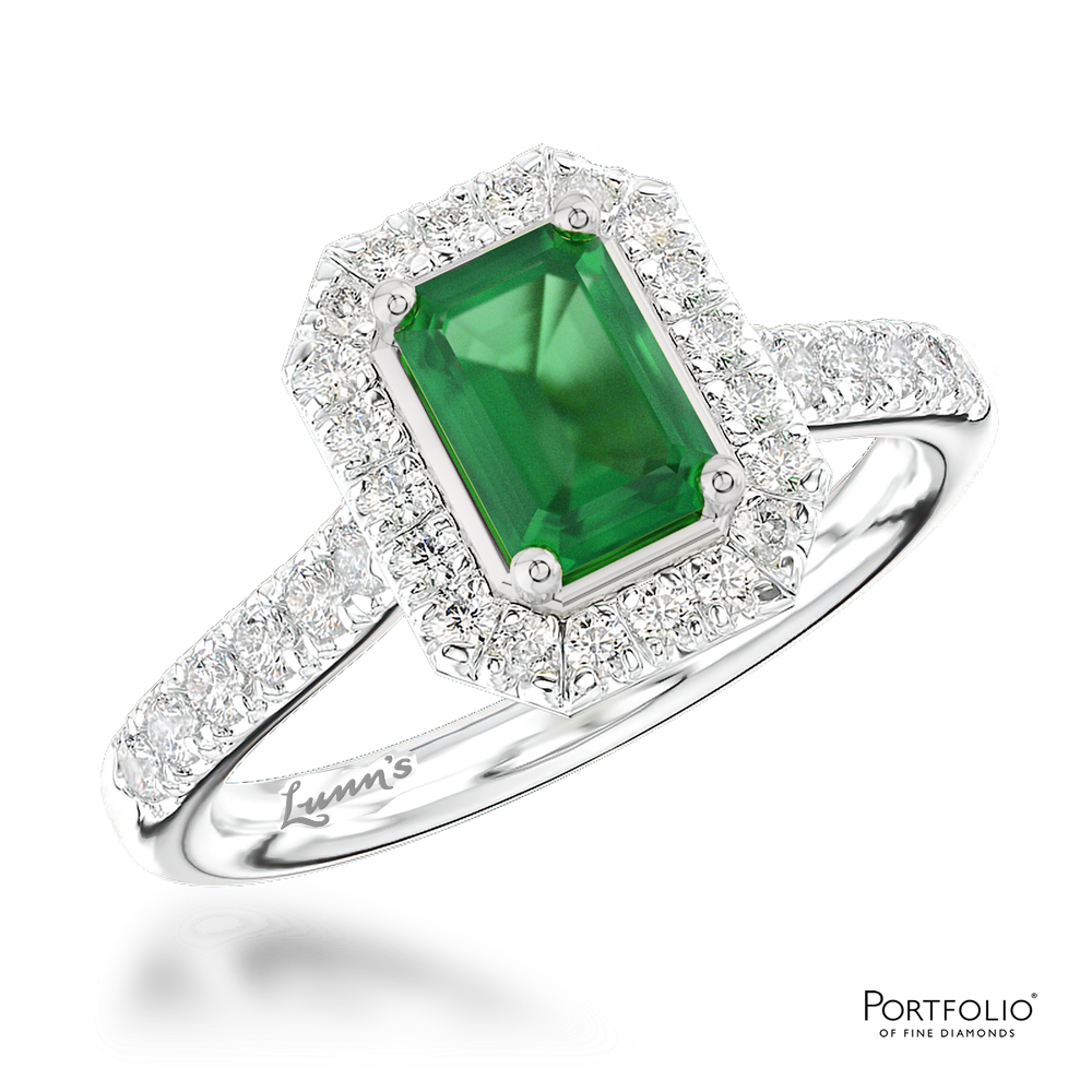 Cluster 0.59ct Emerald Platinum Ring