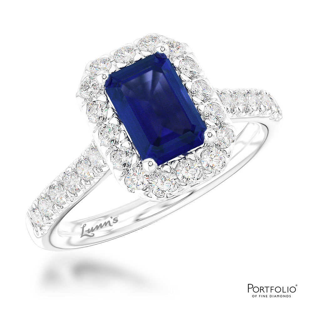 Cluster 0.86ct Sapphire Platinum Ring