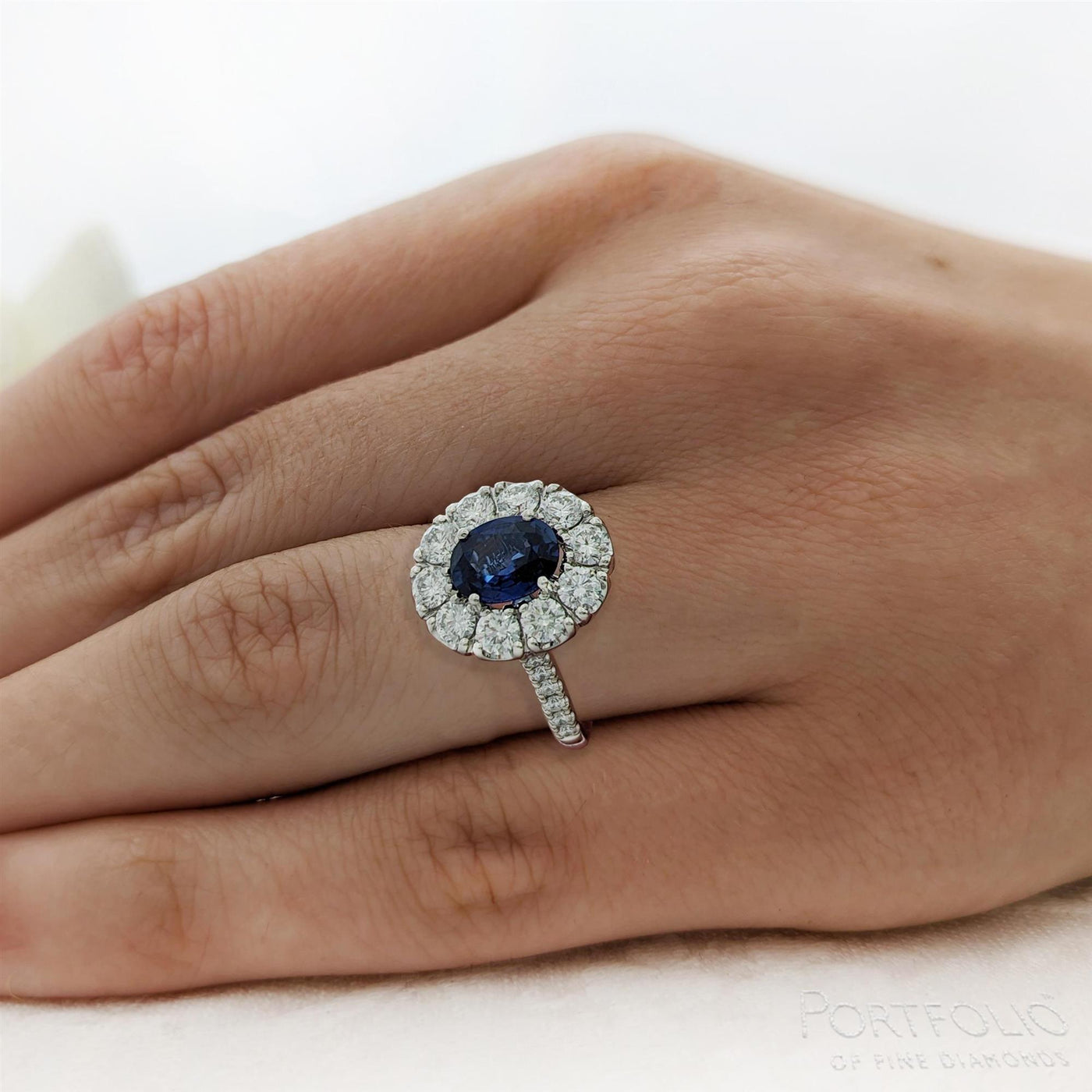 Cluster 1.55ct Sapphire Platinum Ring