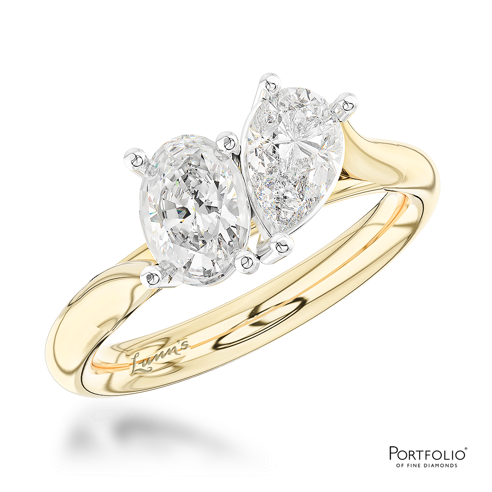 Two Stone 0.59ct F VS2 Diamond Platinum/Yellow Ring