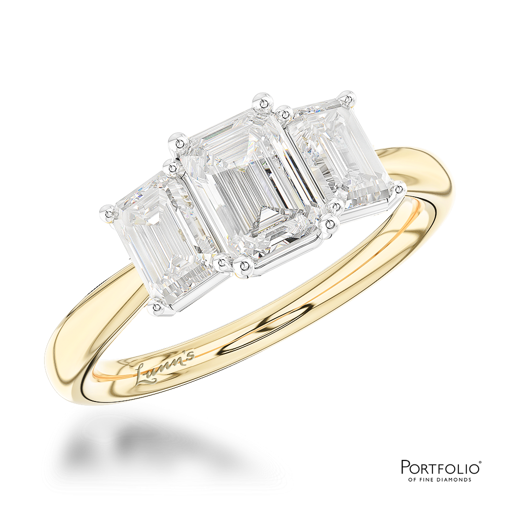 Three Stone 0.90ct F VS1 Diamond Yellow Gold/Platinum Ring