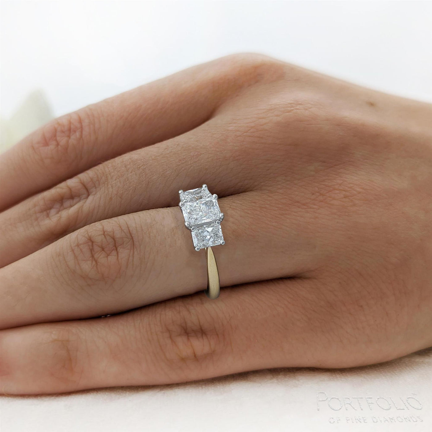 Three Stone 0.70ct F VVS1 Diamond Yellow Gold/Platinum Ring