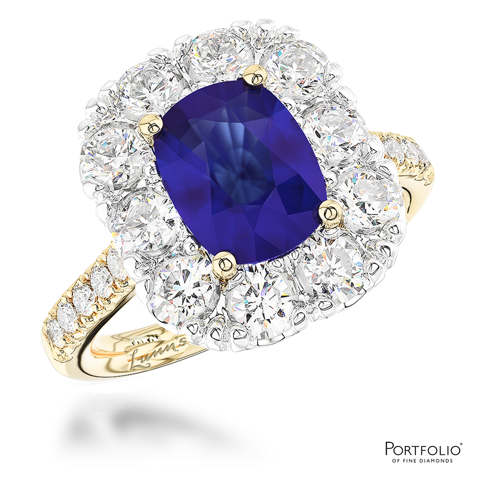 Cluster 1.47ct Sapphire Yellow Gold/Platinum Ring
