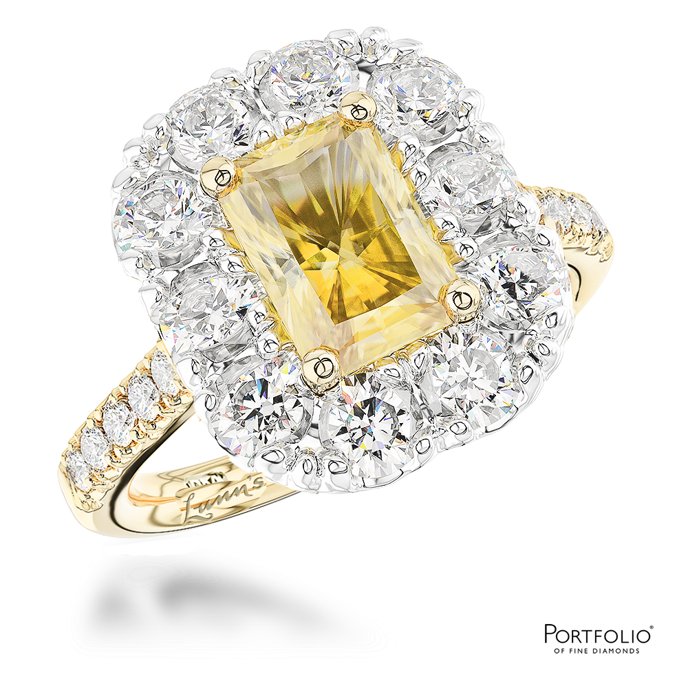 Cluster 1.50ct Fancy Light Yellow VVS2 Yellow Diamond Yellow Gold/Platinum Ring