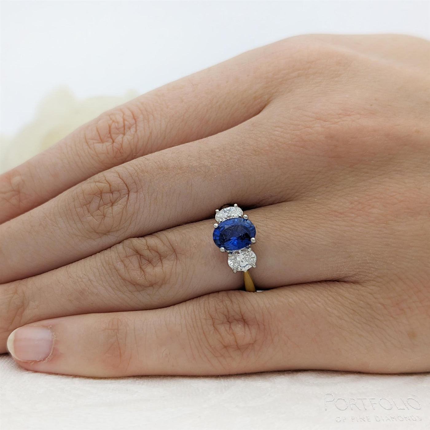 Three Stone 1.63ct Diamond Yellow Gold/Platinum Ring