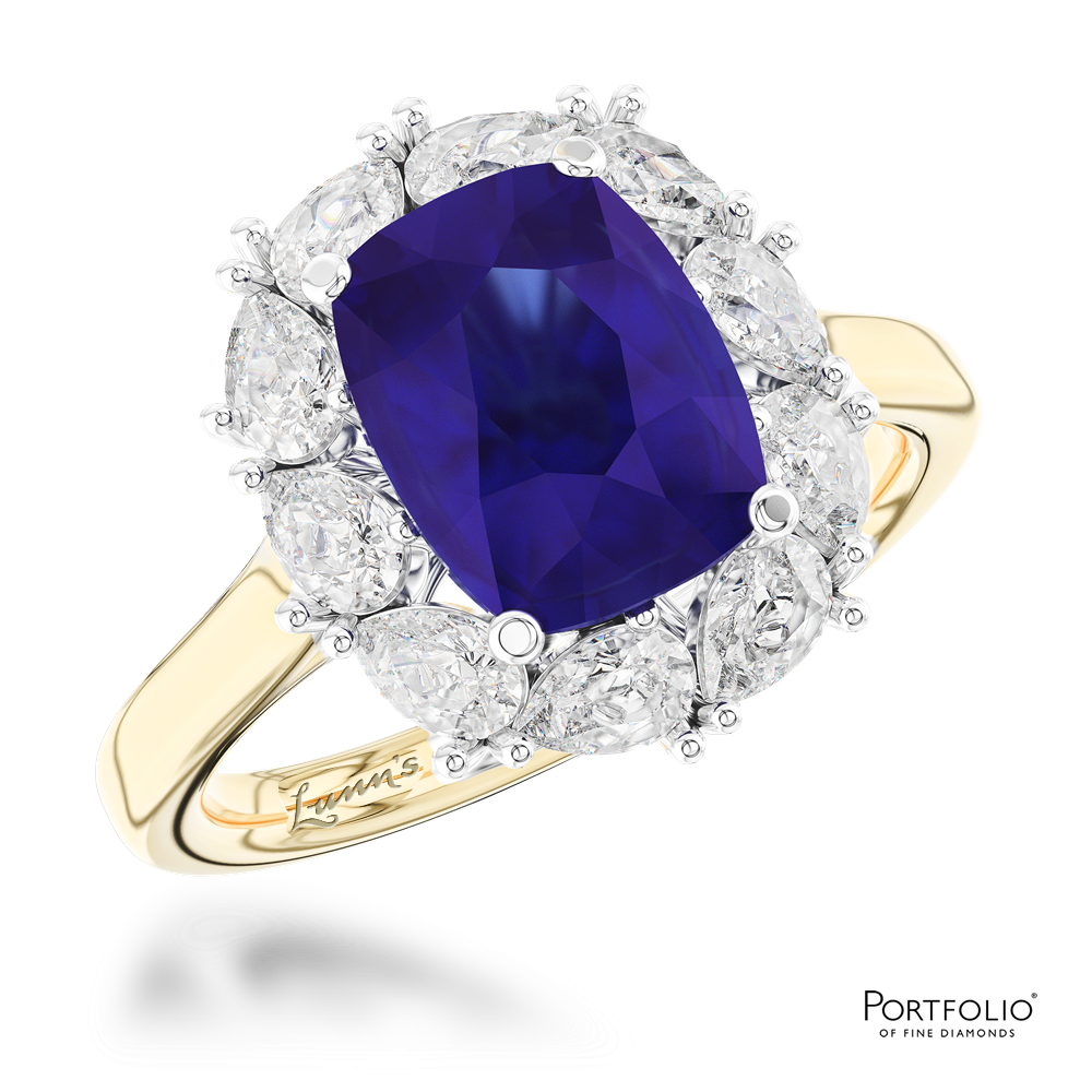 Cluster 2.25ct Sapphire Yellow Gold/Platinum Ring