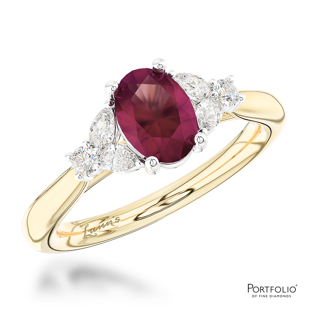 Solitaire 0.51ct Ruby Yellow Gold/Platinum Ring