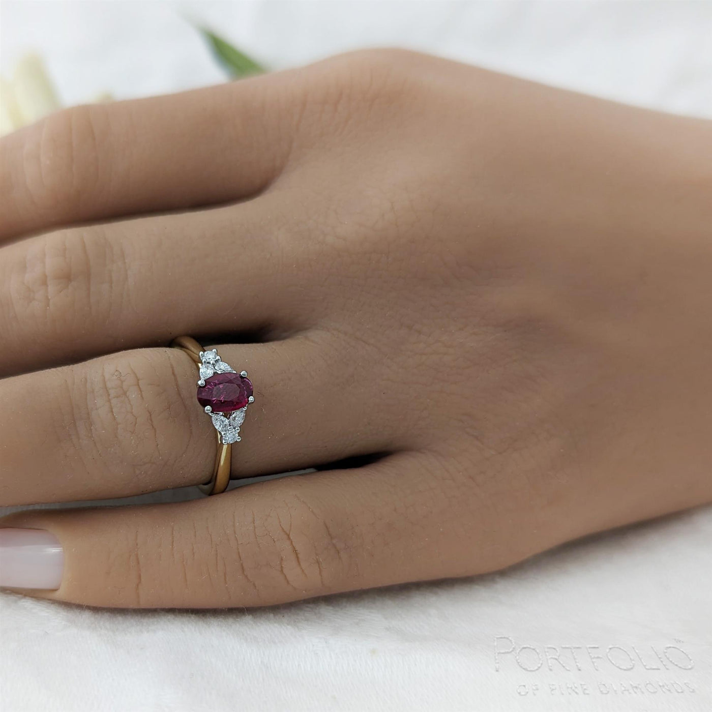 Solitaire 0.51ct Ruby Yellow Gold/Platinum Ring