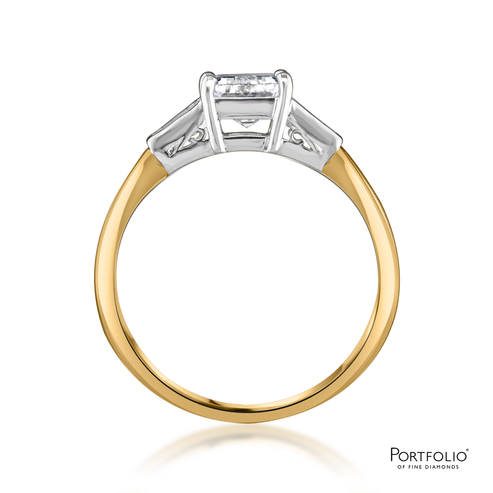 Pre-Owned Three Stone 1.26ct G VS1 Diamond Yellow Gold/Platinum Ring
