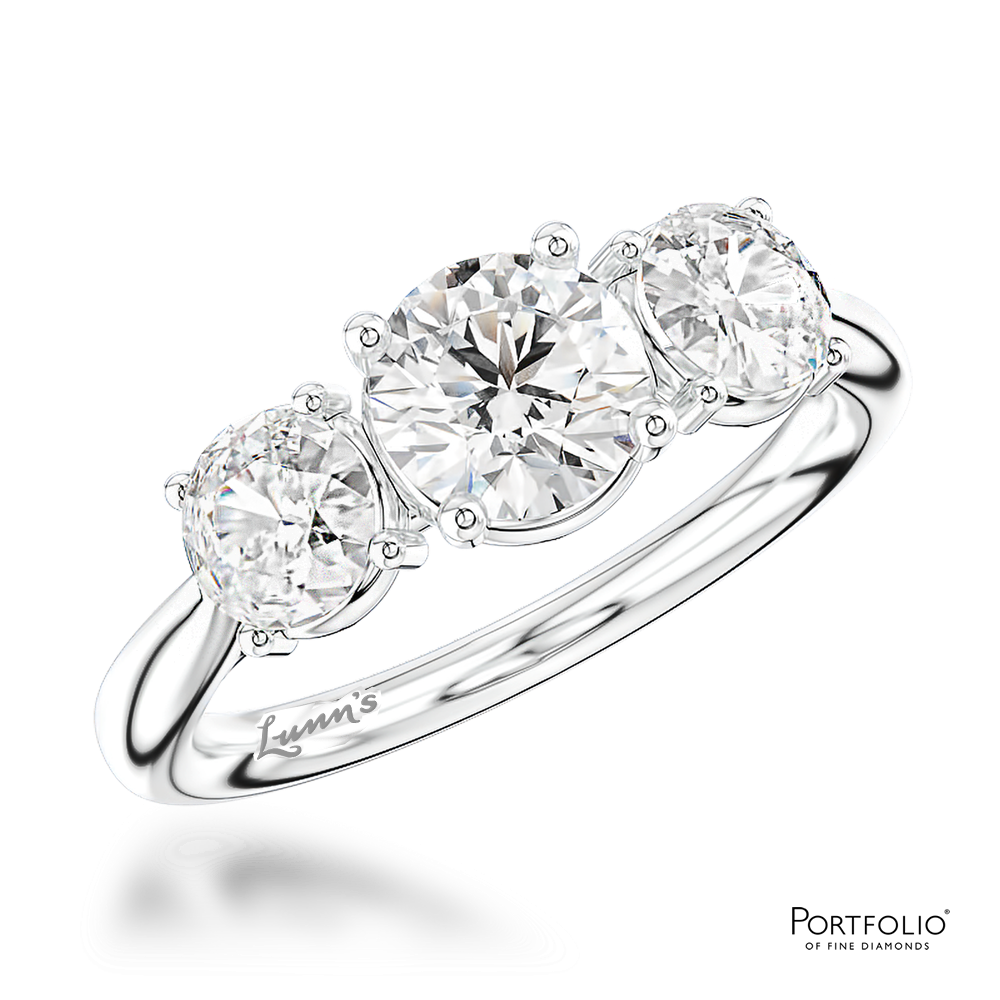 Three Stone 0.70ct H SI2 Diamond Platinum Ring