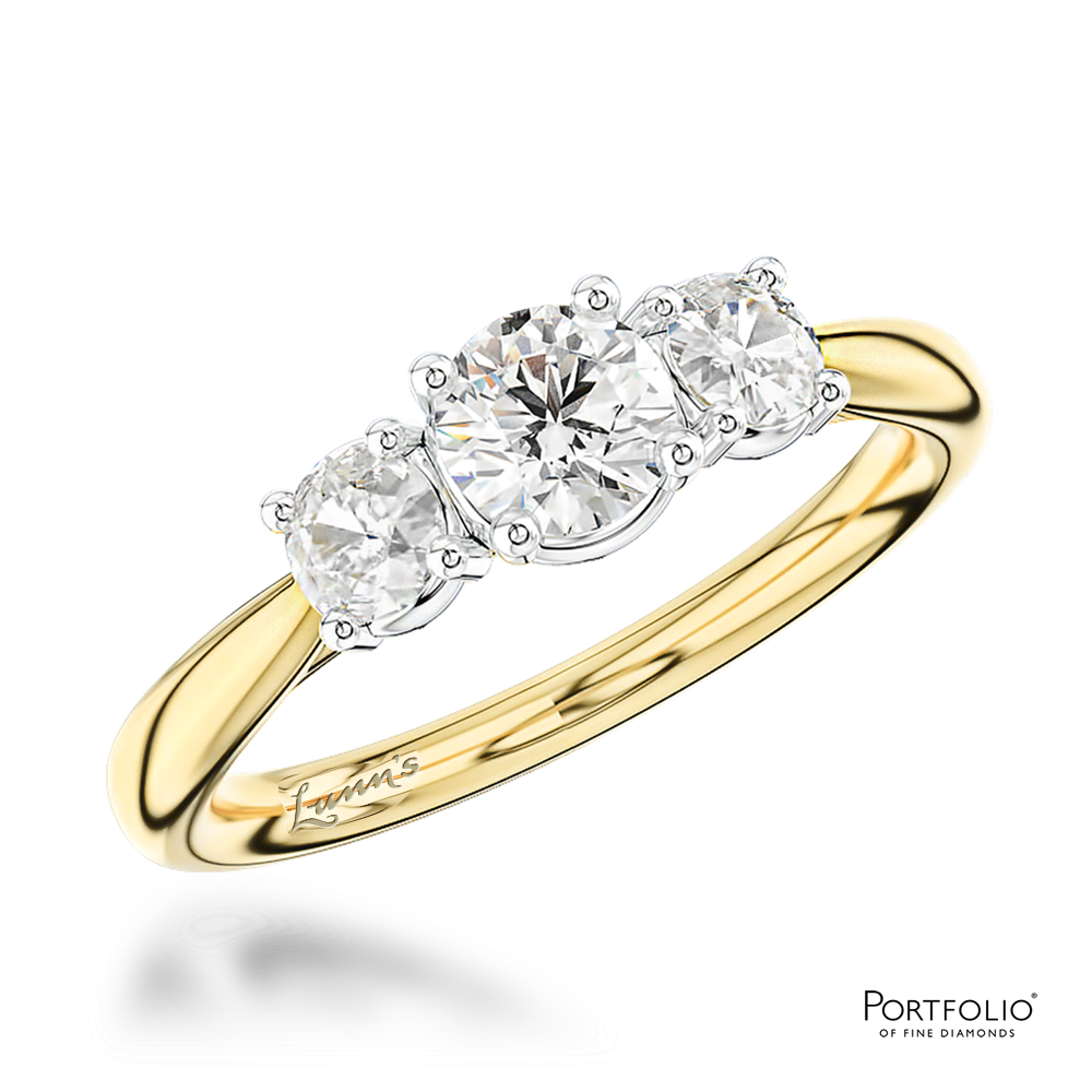 Three Stone 0.31ct D SI1 Diamond Yellow Gold/Platinum Ring