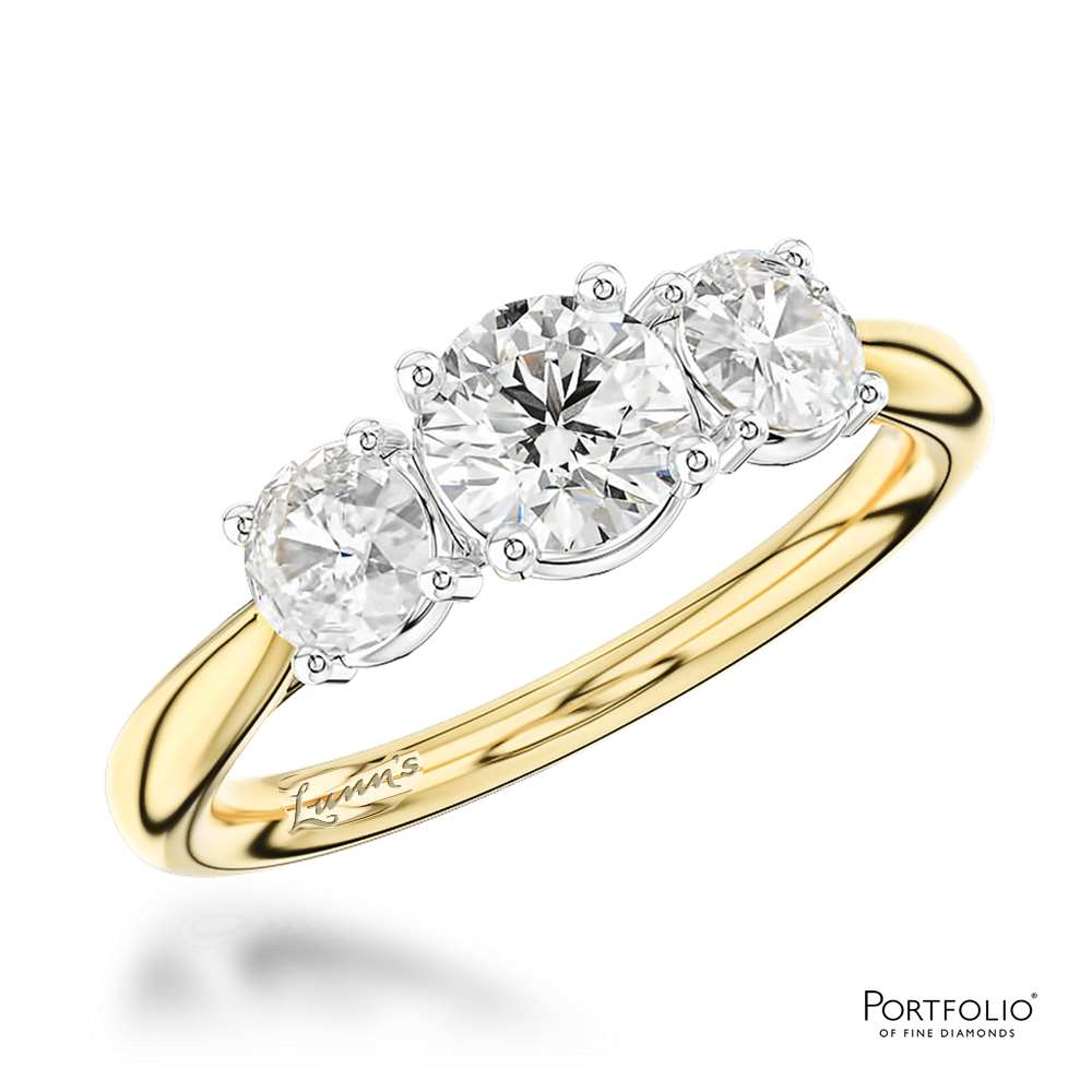 Three Stone 0.50ct E SI2 Diamond Yellow Gold/Platinum Ring