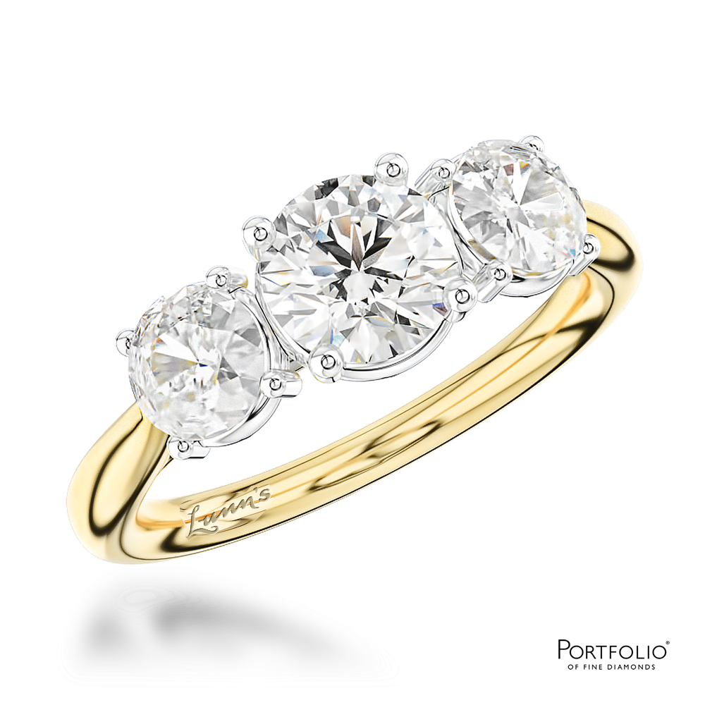 Three Stone 0.70ct E SI1 Diamond Yellow Gold/Platinum Ring