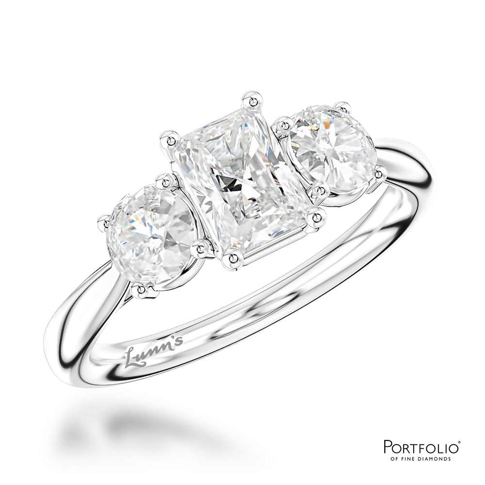 Three Stone 0.71ct F VS2 Diamond Platinum Ring