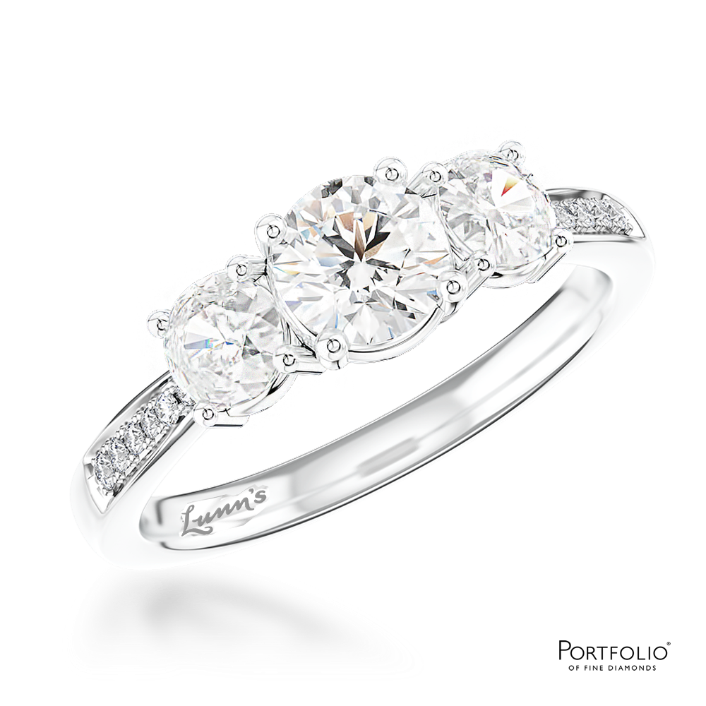 Memoire Three Stone 0.50ct F VS2 Diamond Platinum Ring