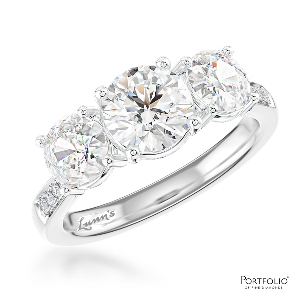 Memoire Three Stone 0.90ct H SI1 Diamond Platinum Ring