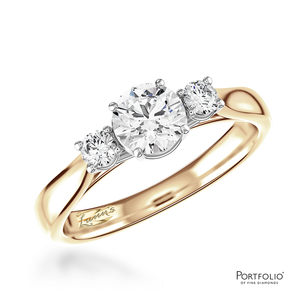 Three Stone 0.50ct D SI2 Diamond Yellow Gold/Platinum Ring