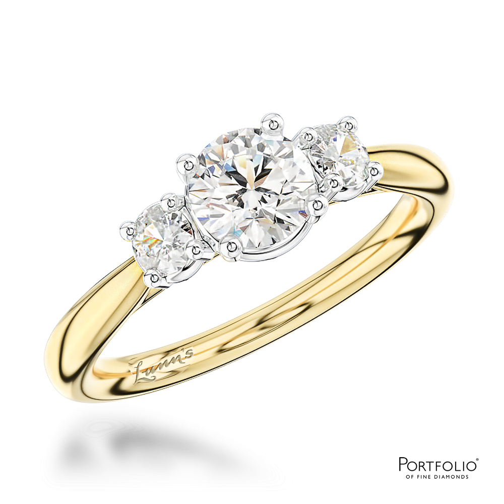 Three Stone 0.50ct G SI1 Diamond Yellow Gold/Platinum Ring