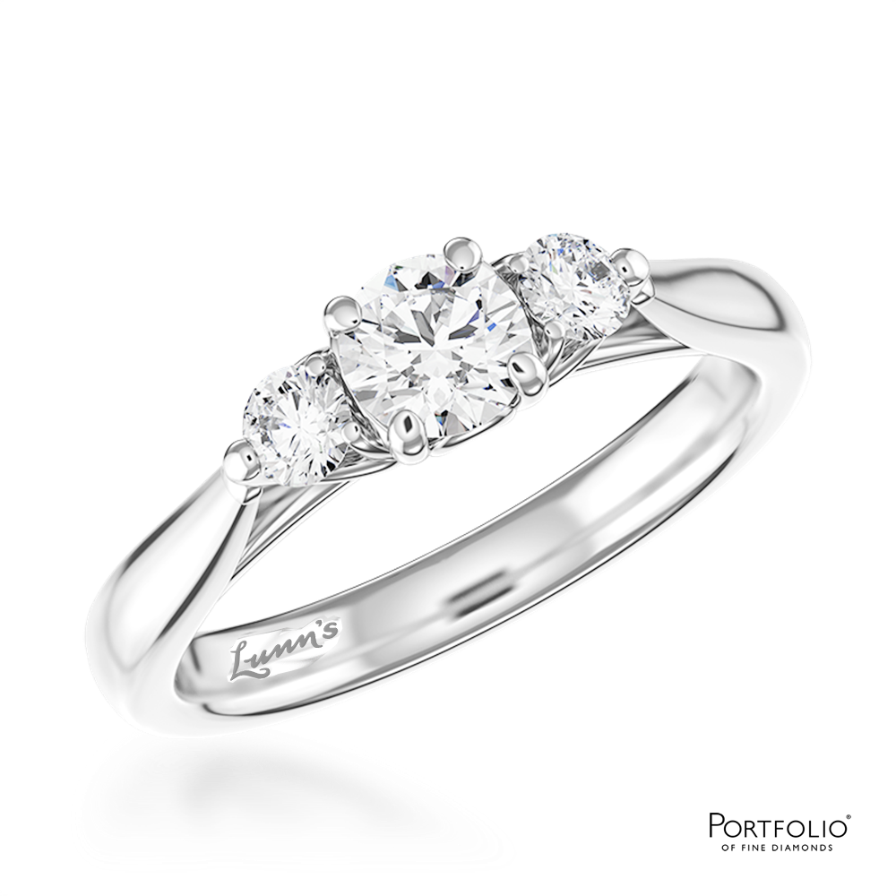 Tulip Three Stone 0.50ct F SI1 Diamond Platinum Ring