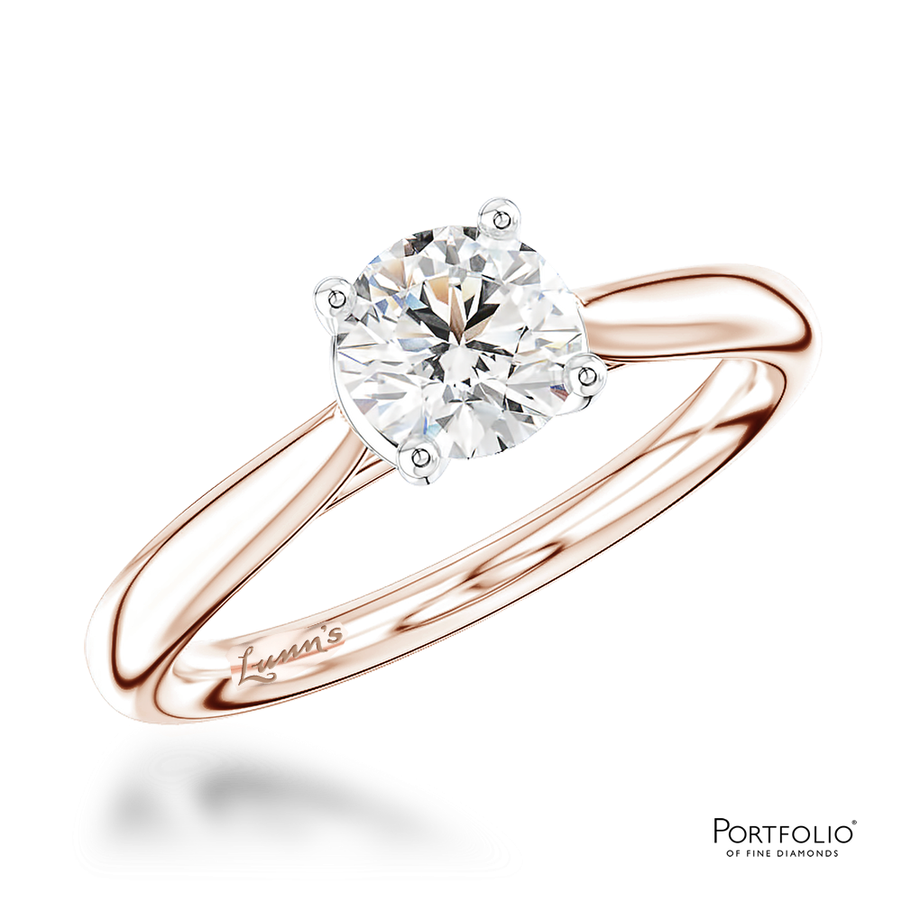 Solitaire 0.70ct F VS2 Diamond Rose Gold/Platinum Ring