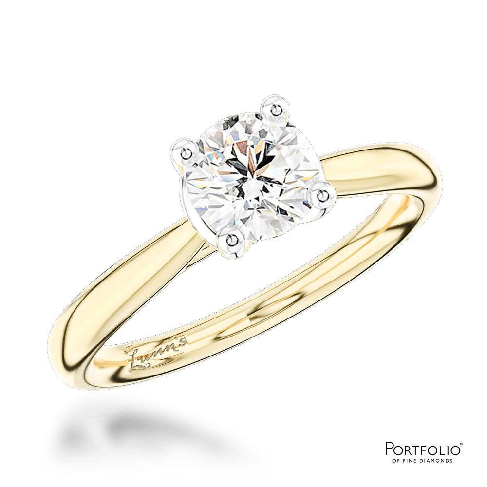 Solitaire 0.90ct E SI1 Diamond Yellow Gold/Platinum Ring