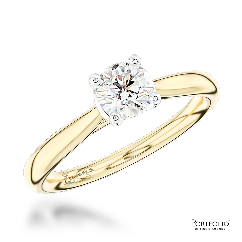 Solitaire 0.70ct F VS2 Diamond Yellow Gold/Platinum Ring