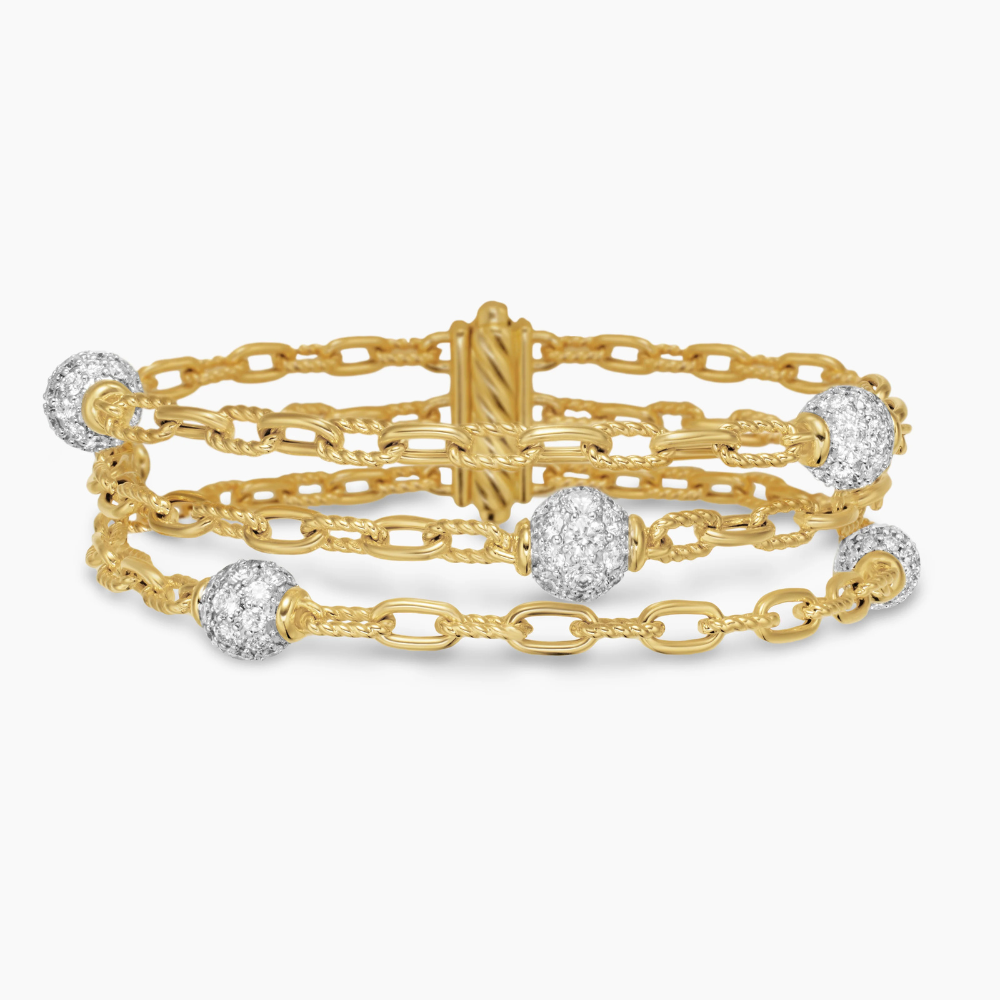 David Yurman Madison® Pavé Bead Multi Row Chain Bracelet