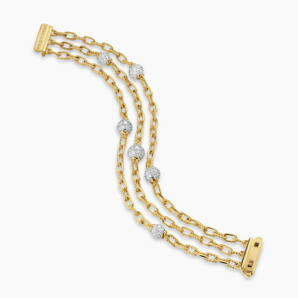 David Yurman Madison® Pavé Bead Multi Row Chain Bracelet