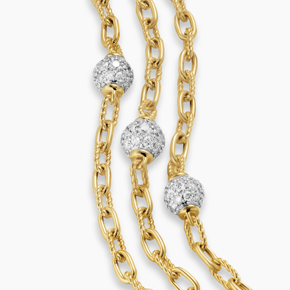 David Yurman Madison® Pavé Bead Multi Row Chain Bracelet
