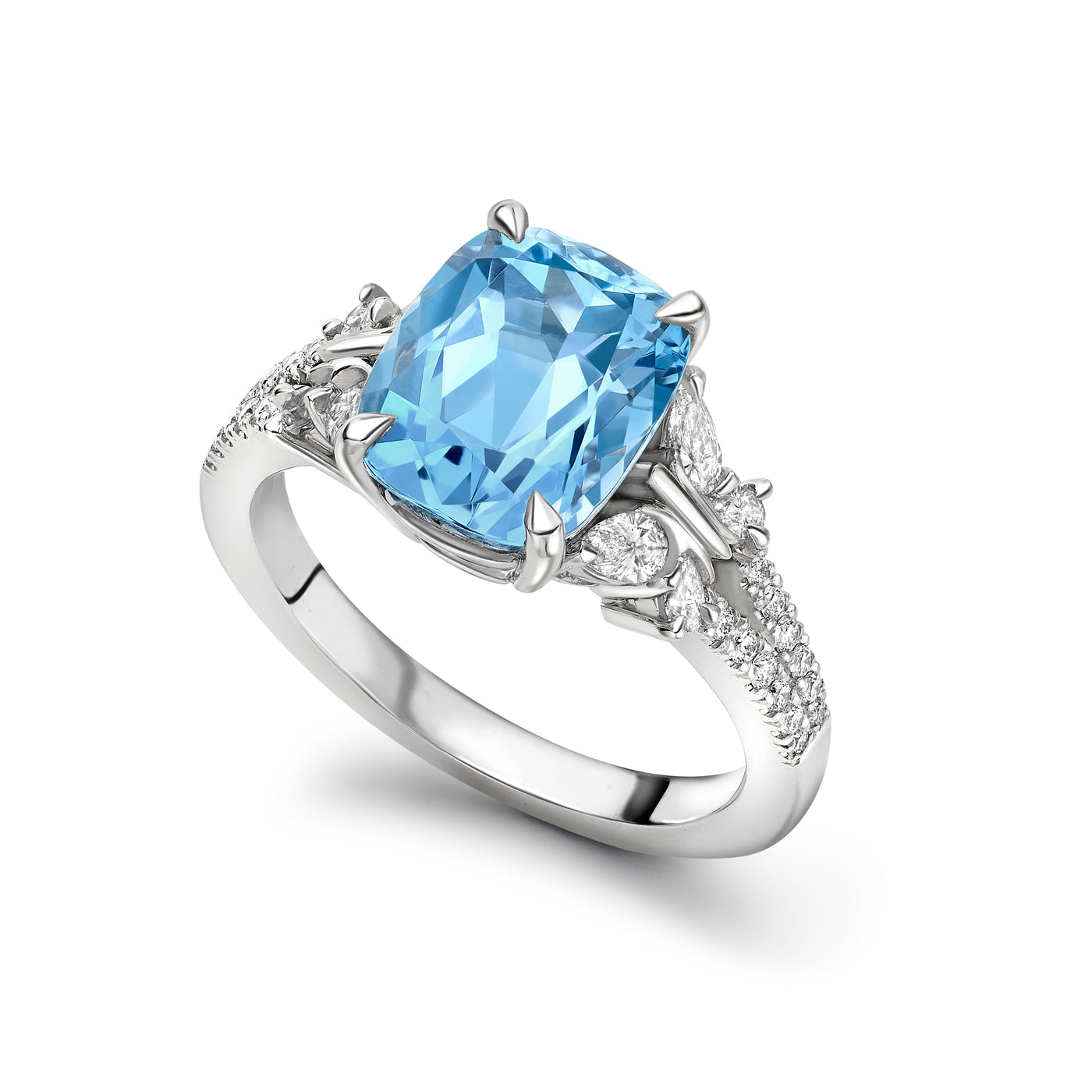 Butterfly Meadow Aquamarine and Diamond Ring