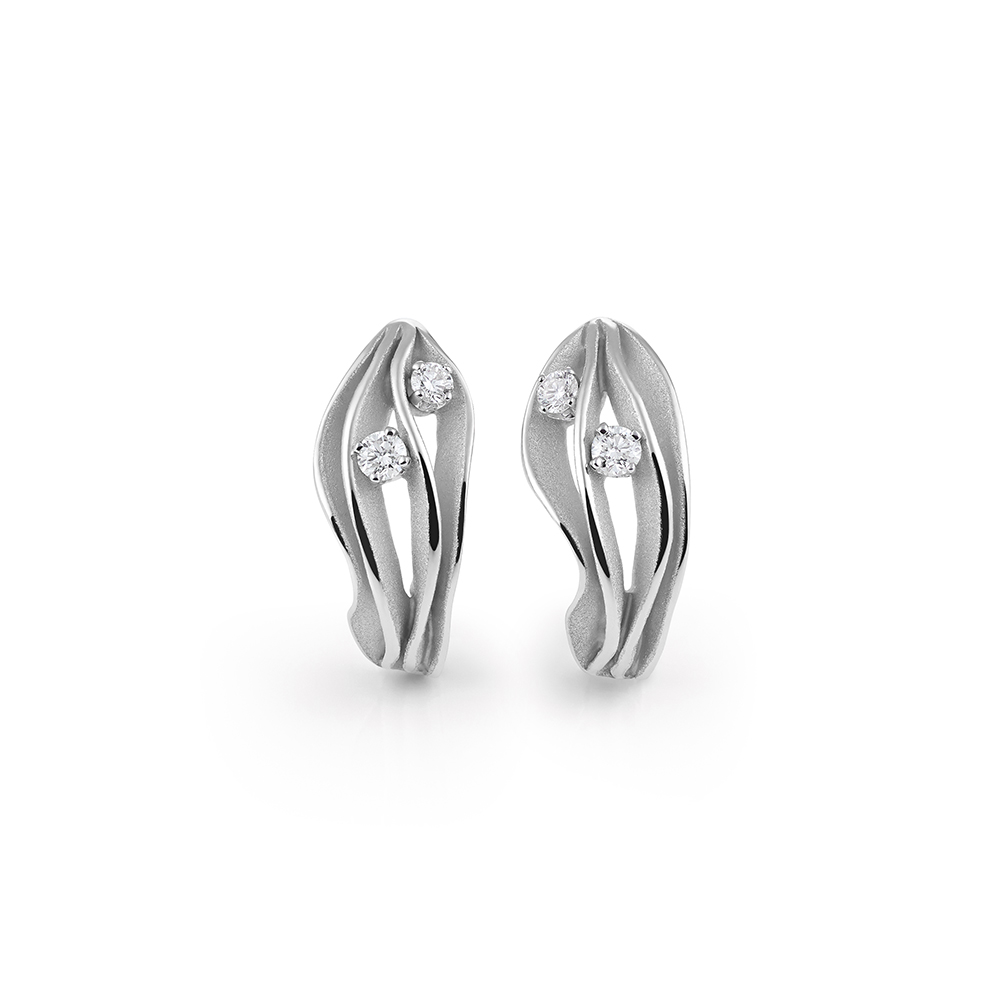 Cammilli Dune Earrings 18ct White Ice Gold with Diamonds