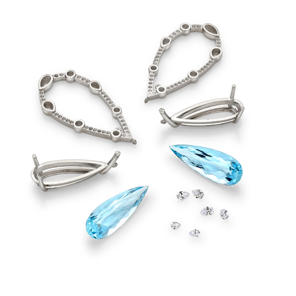 Dew Drop Aquamarine and Diamond Ear Pendants
